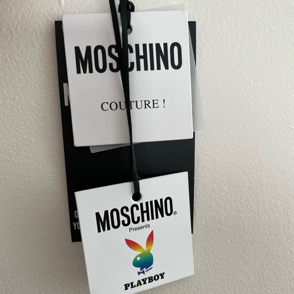 New* AW19 MOSCHINO Couture Jeremy Scott PLAYBOY GAYBOY Black Hooded Sweatshirt - Picture 2 of 5